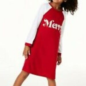 9. Macy's Family PJ Nightgown sleep shirt  'Merry' Red/White  6/7